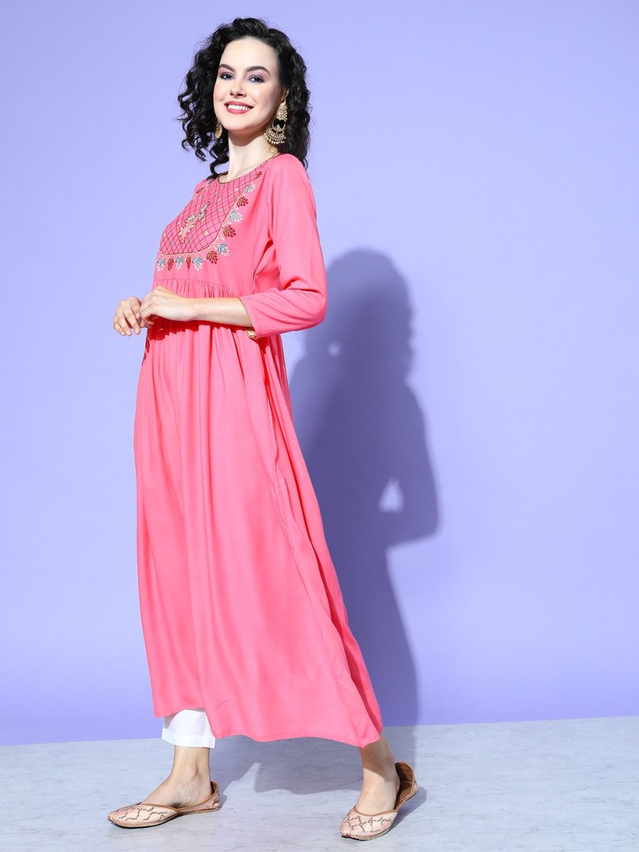 All About You Women Ethnic Motifs Embroidered Anarkali Kurta