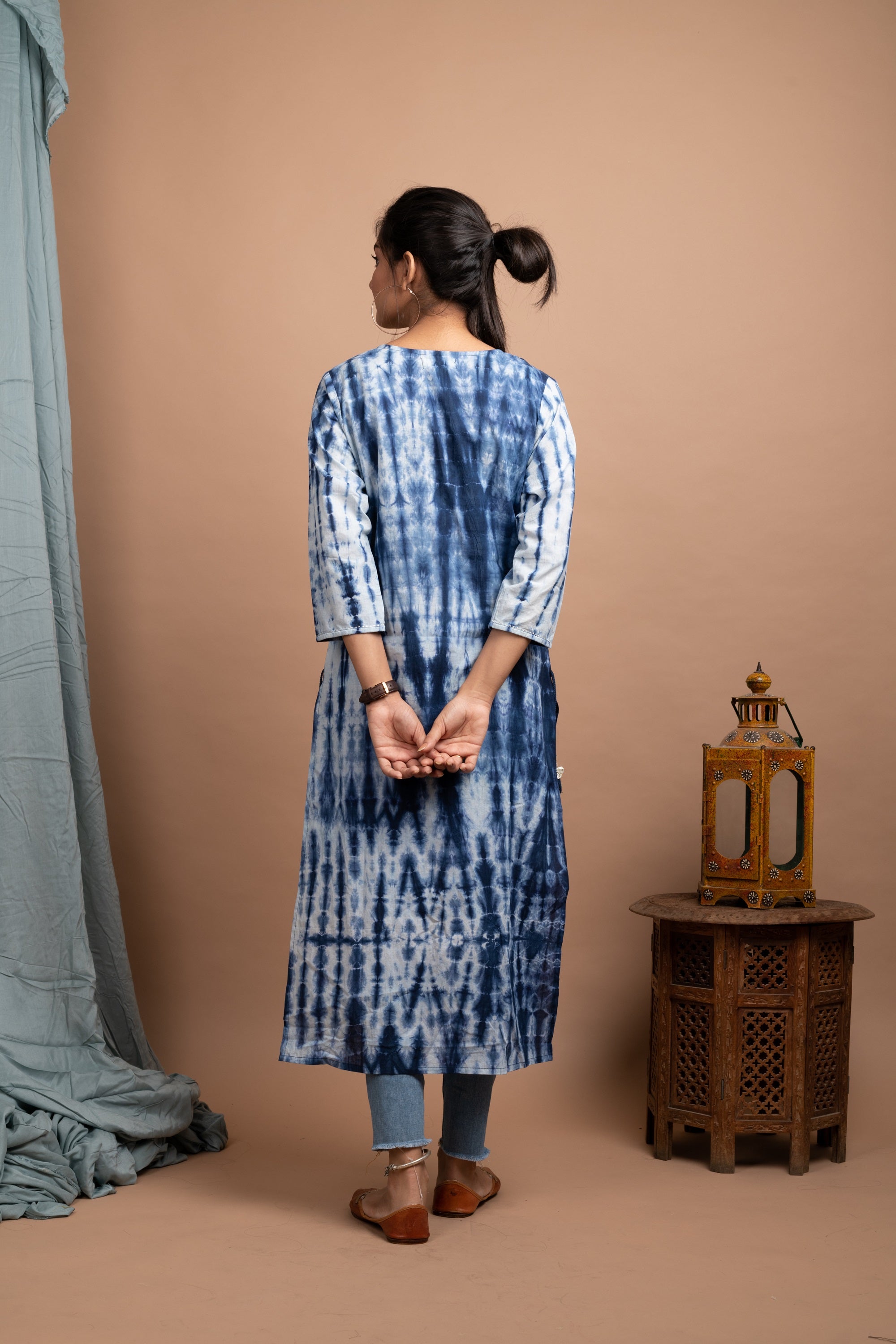 Kaajh Women's Blue Tie Dye Kurta