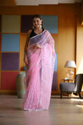 Vamsee Manbhari Pink Organza Saree