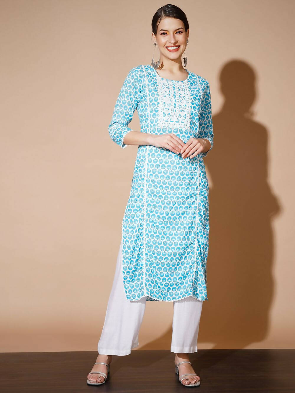 Myshka Women Blue Printed Kurtas