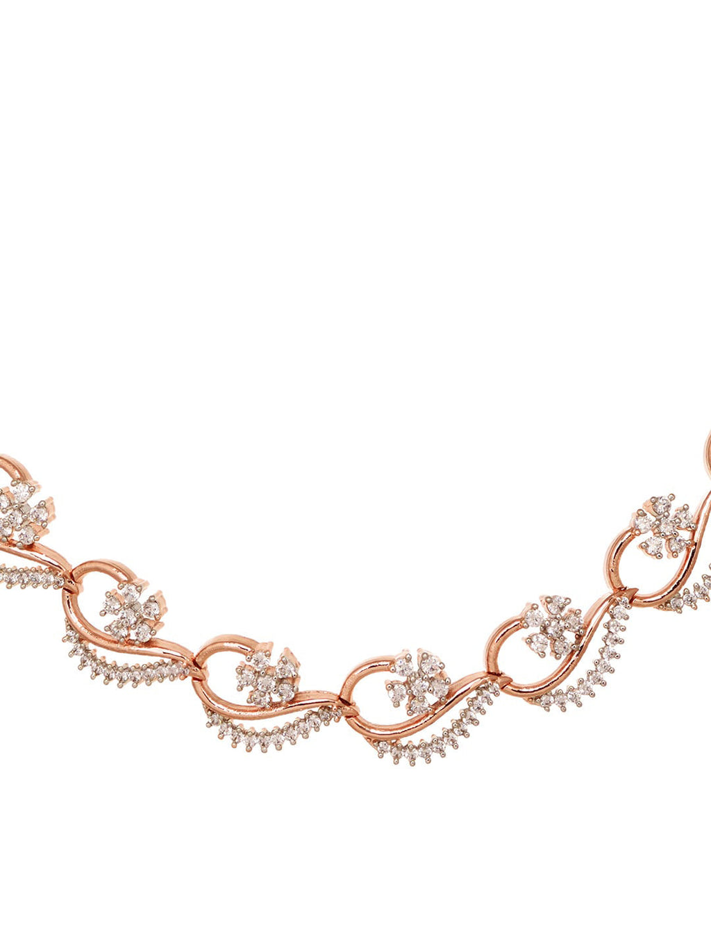 Saraf RS Jewellery Rose Gold-Polished White AD-Studded Jewellery Set