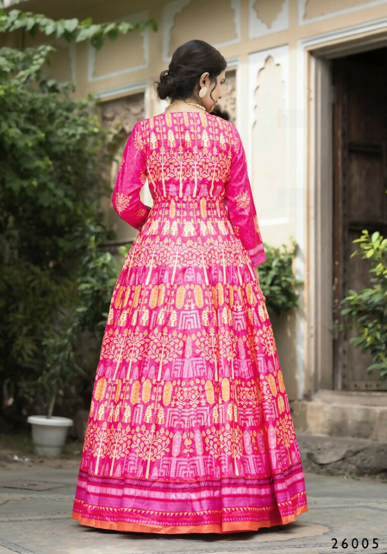Wedding Designer Pink Soft Dola Silk Anarkali suit with Dupatta - Samanta