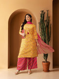 Sztori Plus Size Ethnic Motifs Printed Kurta with Palazzos & Dupatta