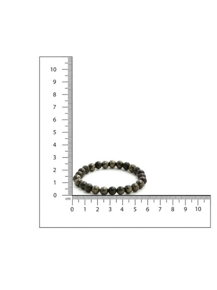 Pyrite Metal Black Round Elastic Bracelet - Ruby Raang