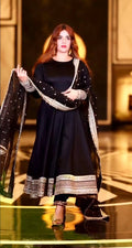 Yash Enterprise Black Rayon Cotton Embroidery Party Wear Suit Set