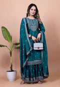 Yash Enterprise Rama Green Chinon Silk Embroidery Party Wear Suit Set