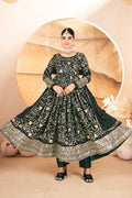Yash Enterprise Dark Green Star Georgette Embroidered Suit Set