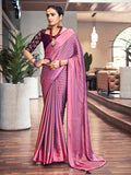Saree Mall Magenta & Purple Striped Zari Saree