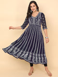 HERE&NOW Women Chikankari Embroidered Thread Work Georgette Anarkali Kurta
