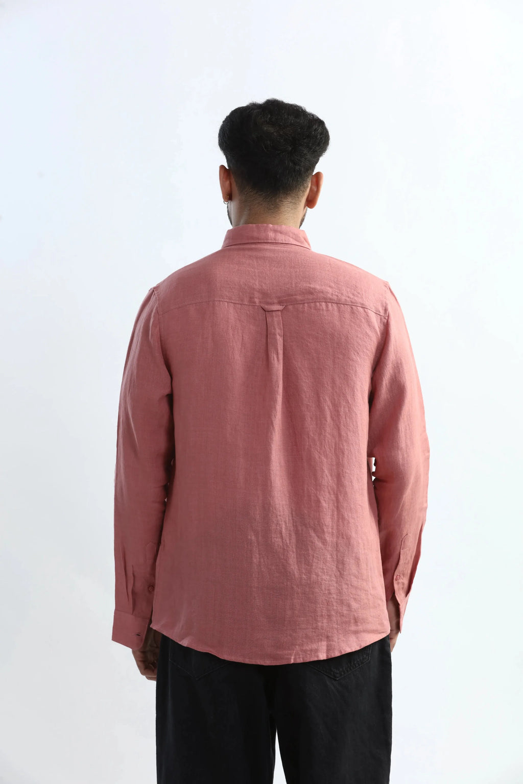 Xkind 100% Pure Linen Soft Peach Button Down Casual Shirt