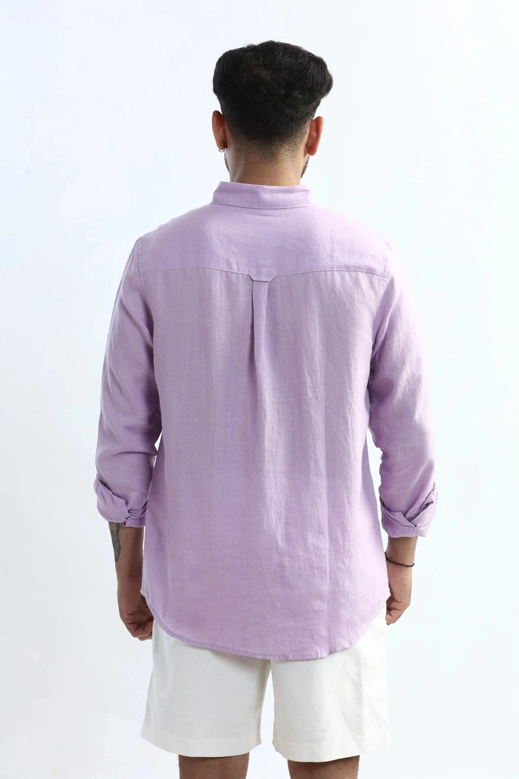Xkind 100% Pure Linen Lavender Button Down Casual Shirt