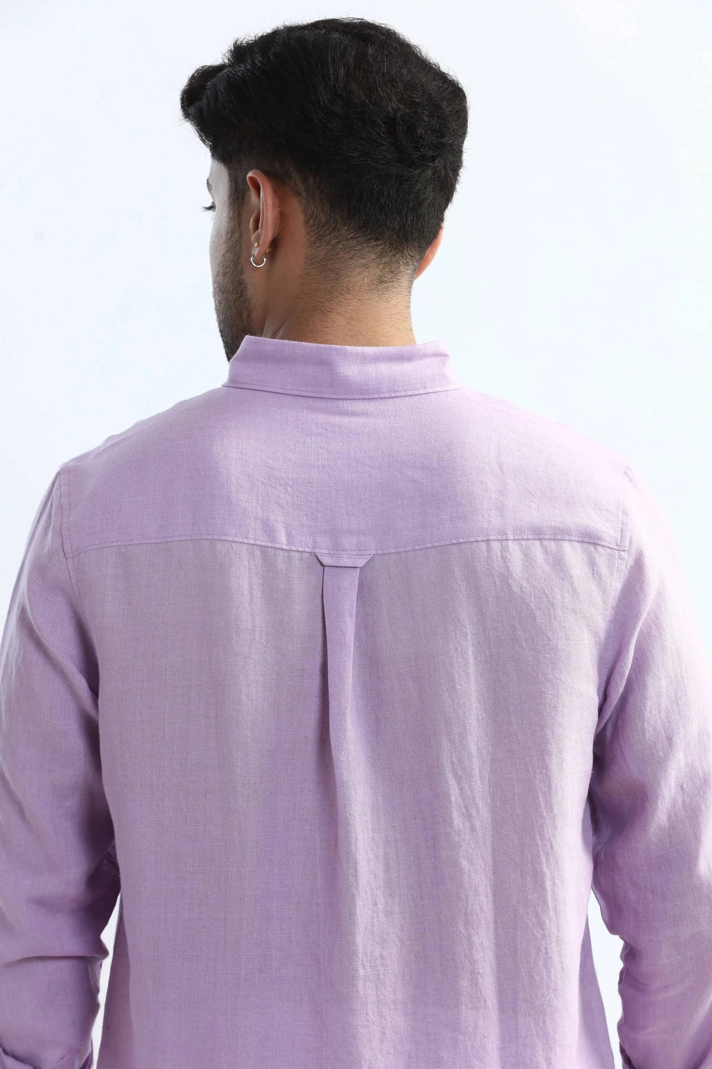 Xkind 100% Pure Linen Lavender Button Down Casual Shirt