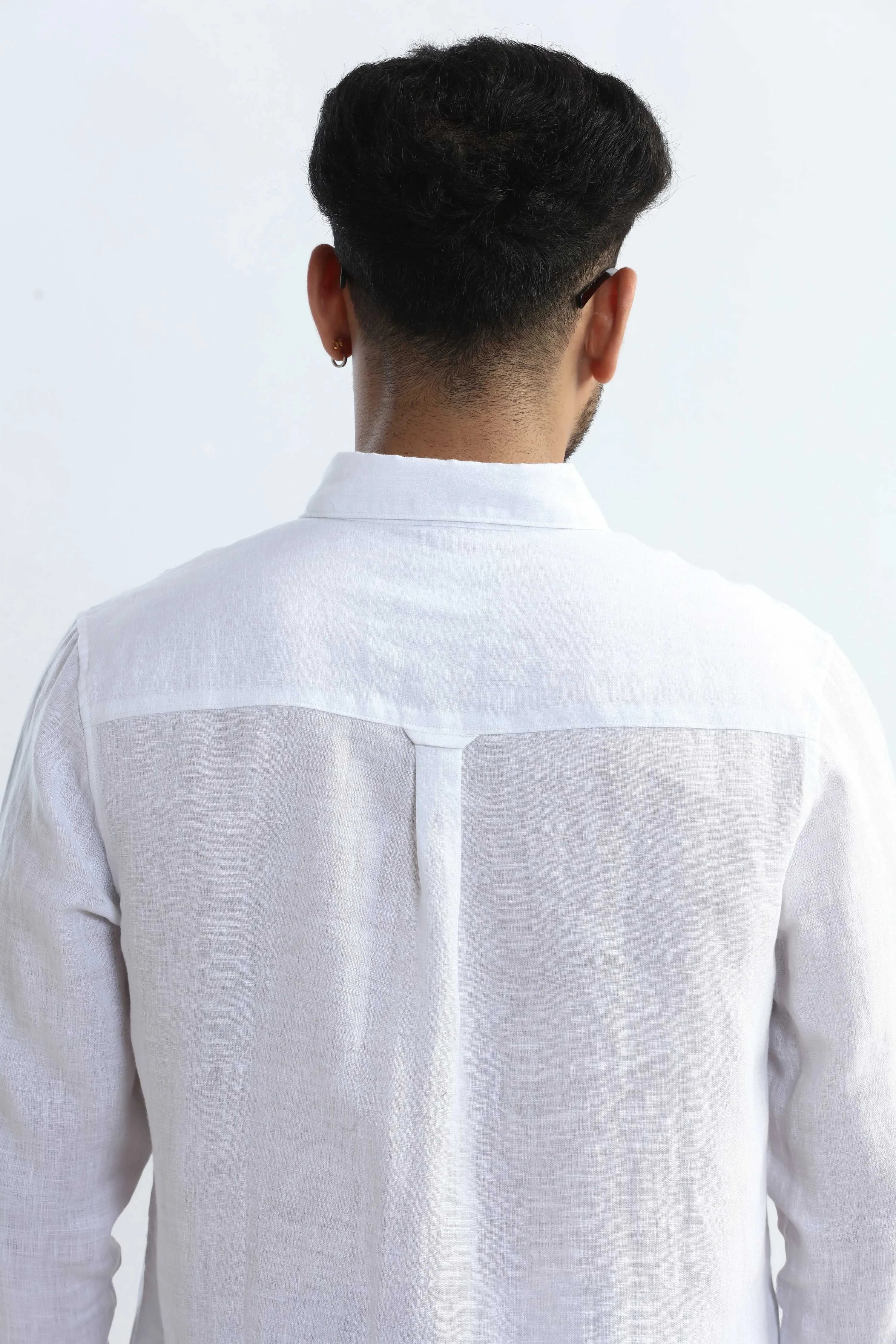 Xkind 100% Pure Linen White Button Down Casual Shirt