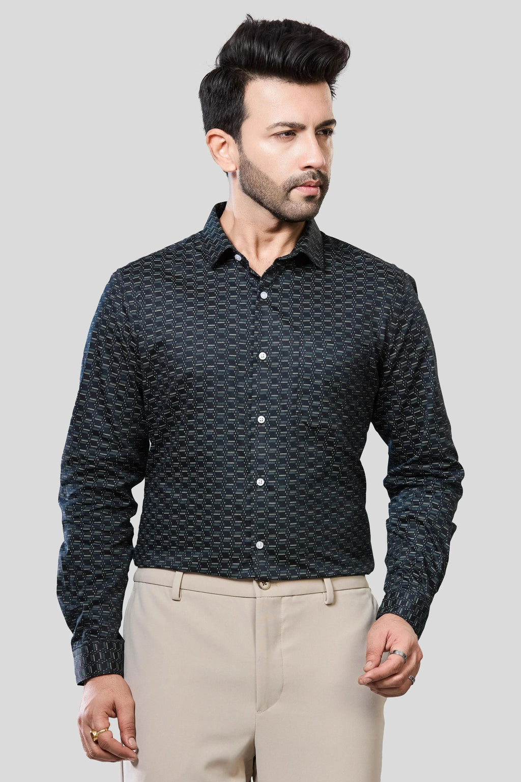 Jonesburg Men's Printed Slim Fit Formal Shirt