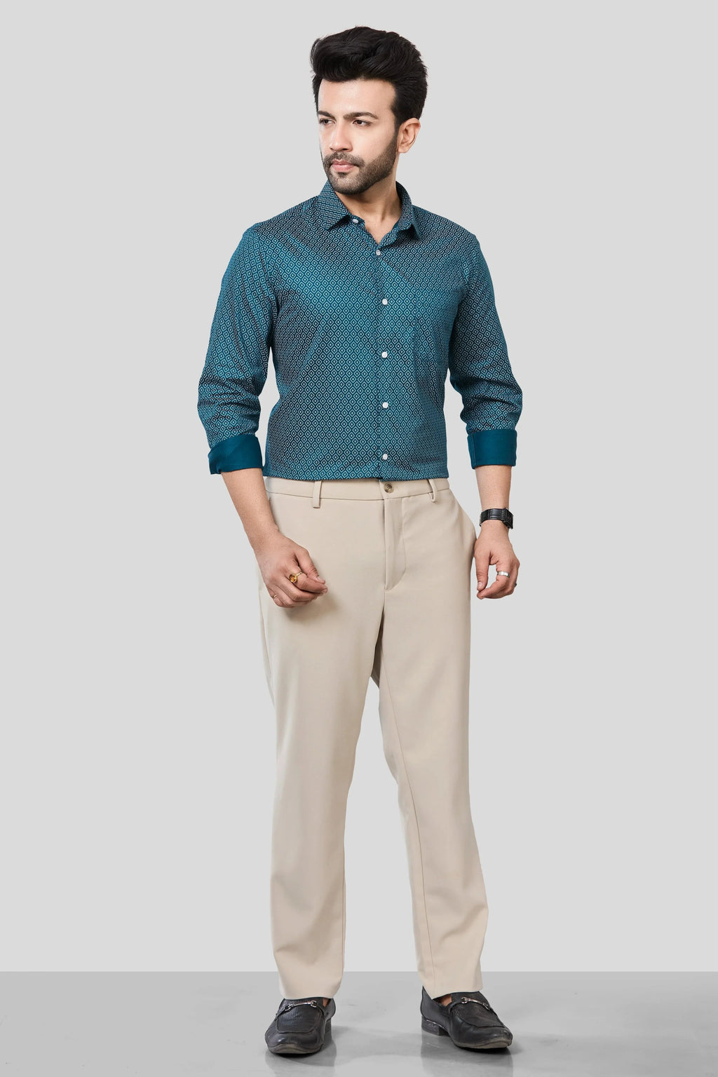 Jonesburg Men's Printed Slim Fit Formal Shirt
