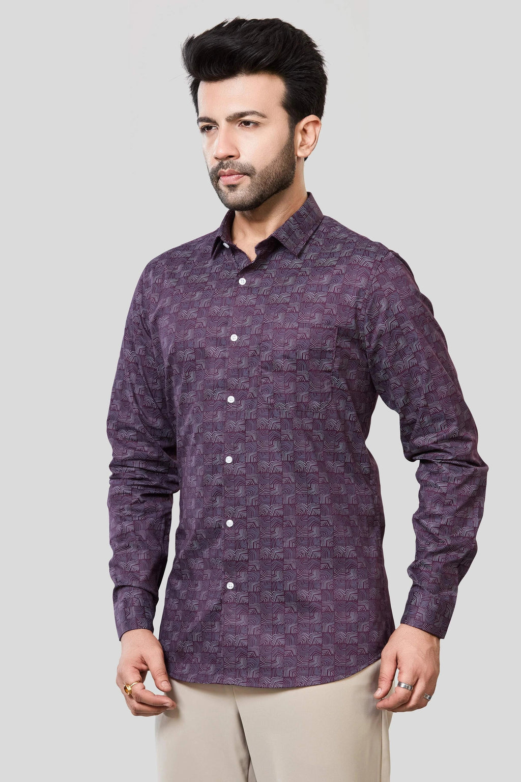 Jonesburg Men's Printed Slim Fit Formal Shirt