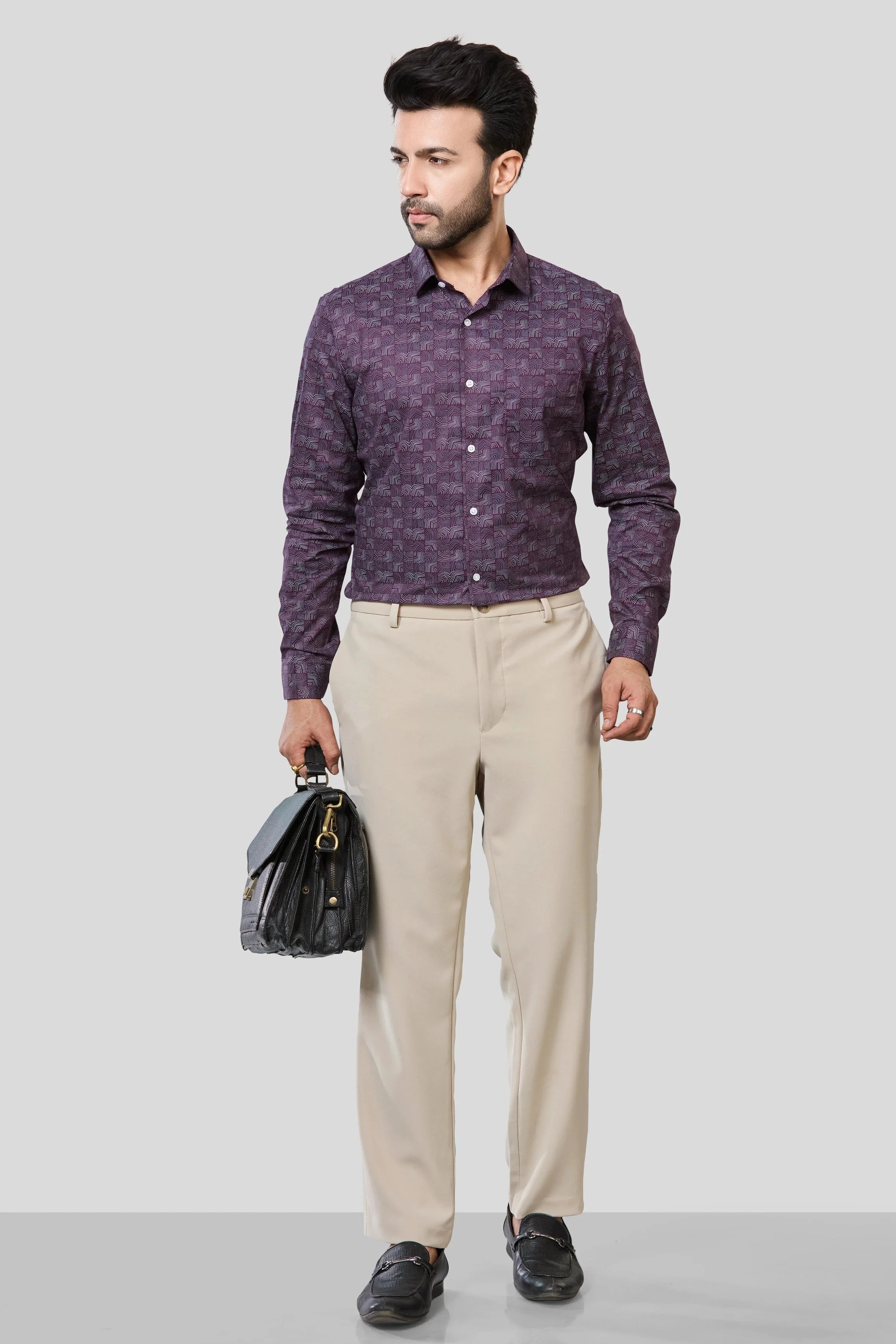 Jonesburg Men's Printed Slim Fit Formal Shirt