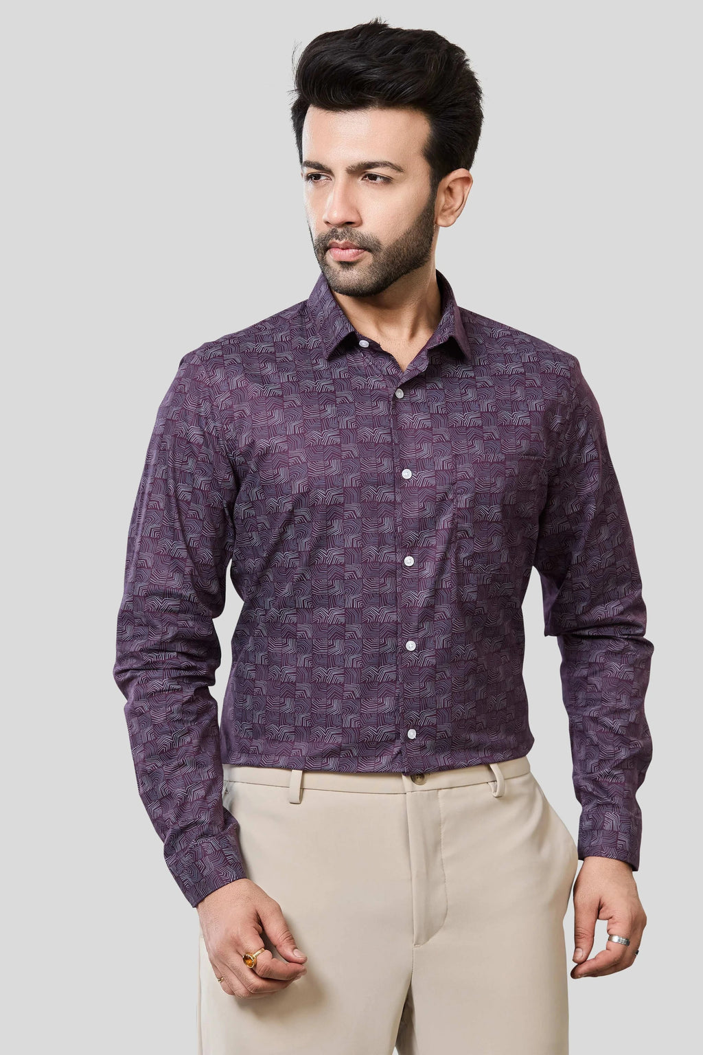Jonesburg Men's Printed Slim Fit Formal Shirt