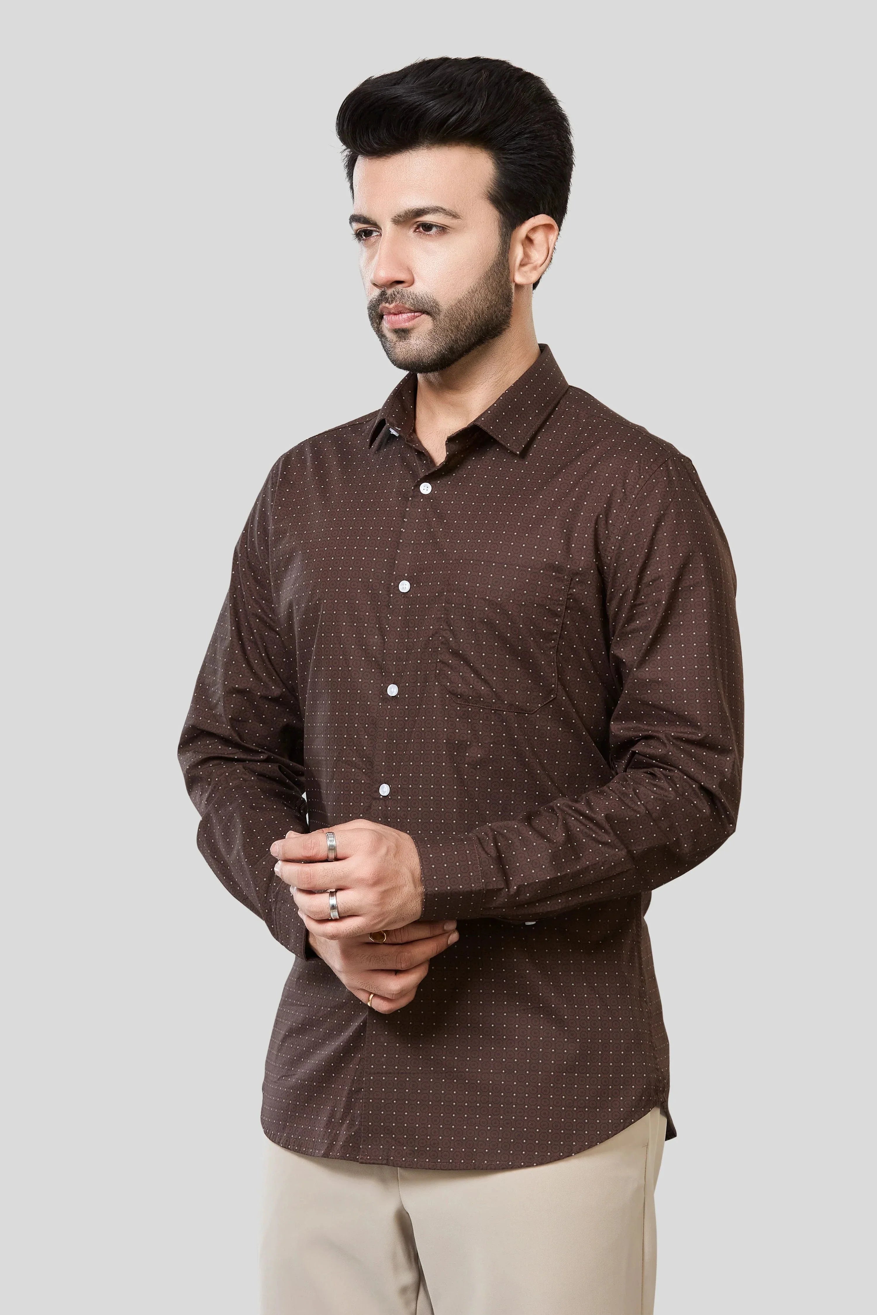Jonesburg Men's Printed Slim Fit Formal Shirt