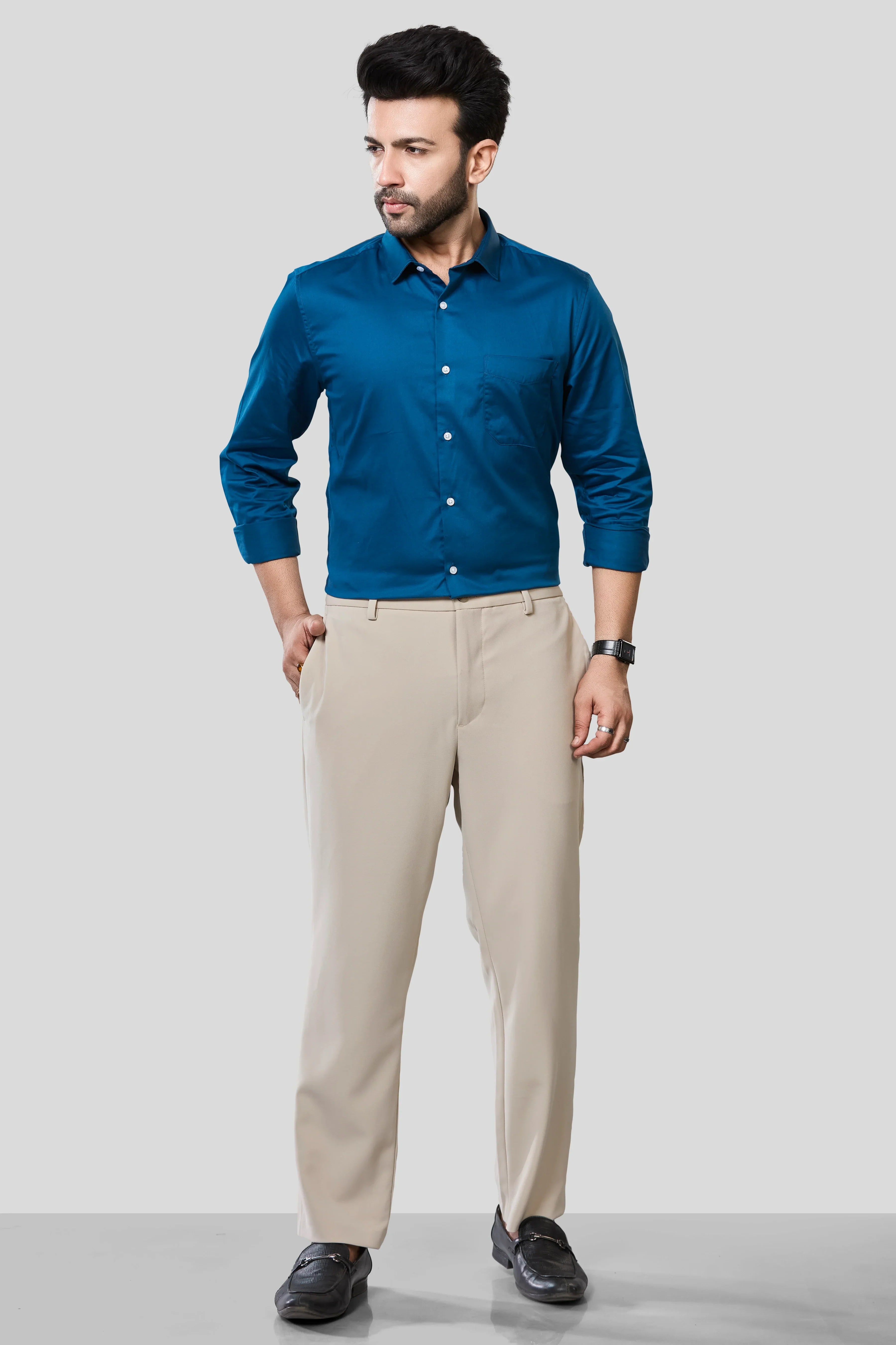 Jonesburg Men's Solid Slim Fit Formal Shirt