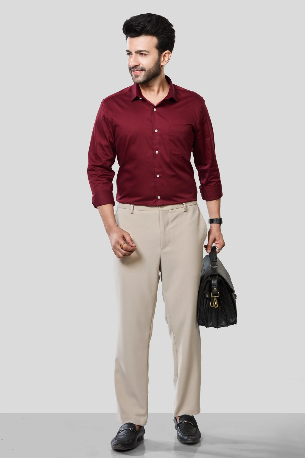 Jonesburg Men's Solid Slim Fit Formal Shirt