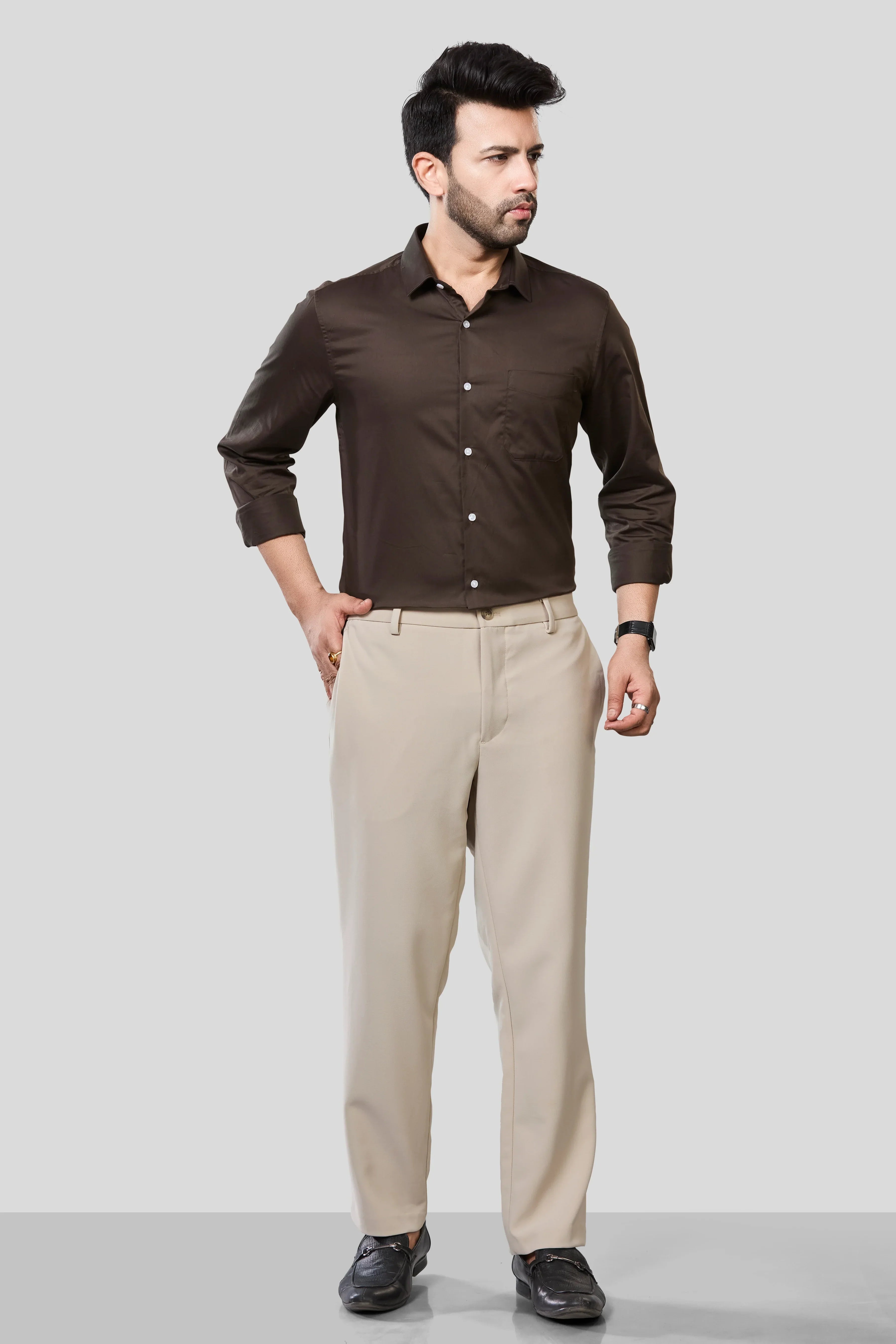 Jonesburg Men's Solid Slim Fit Formal Shirt