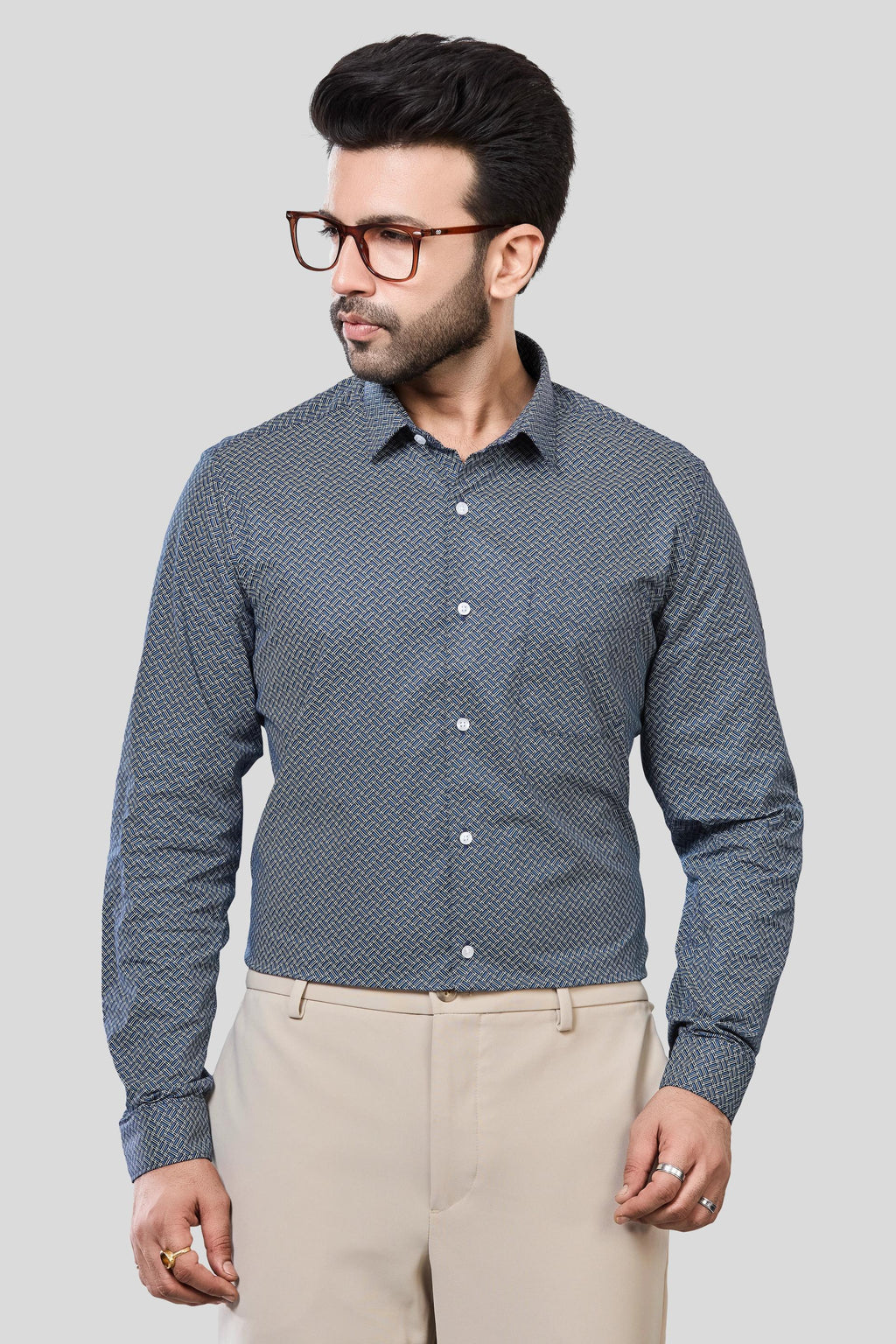 Jonesburg Men's Printed Slim Fit Formal Shirt