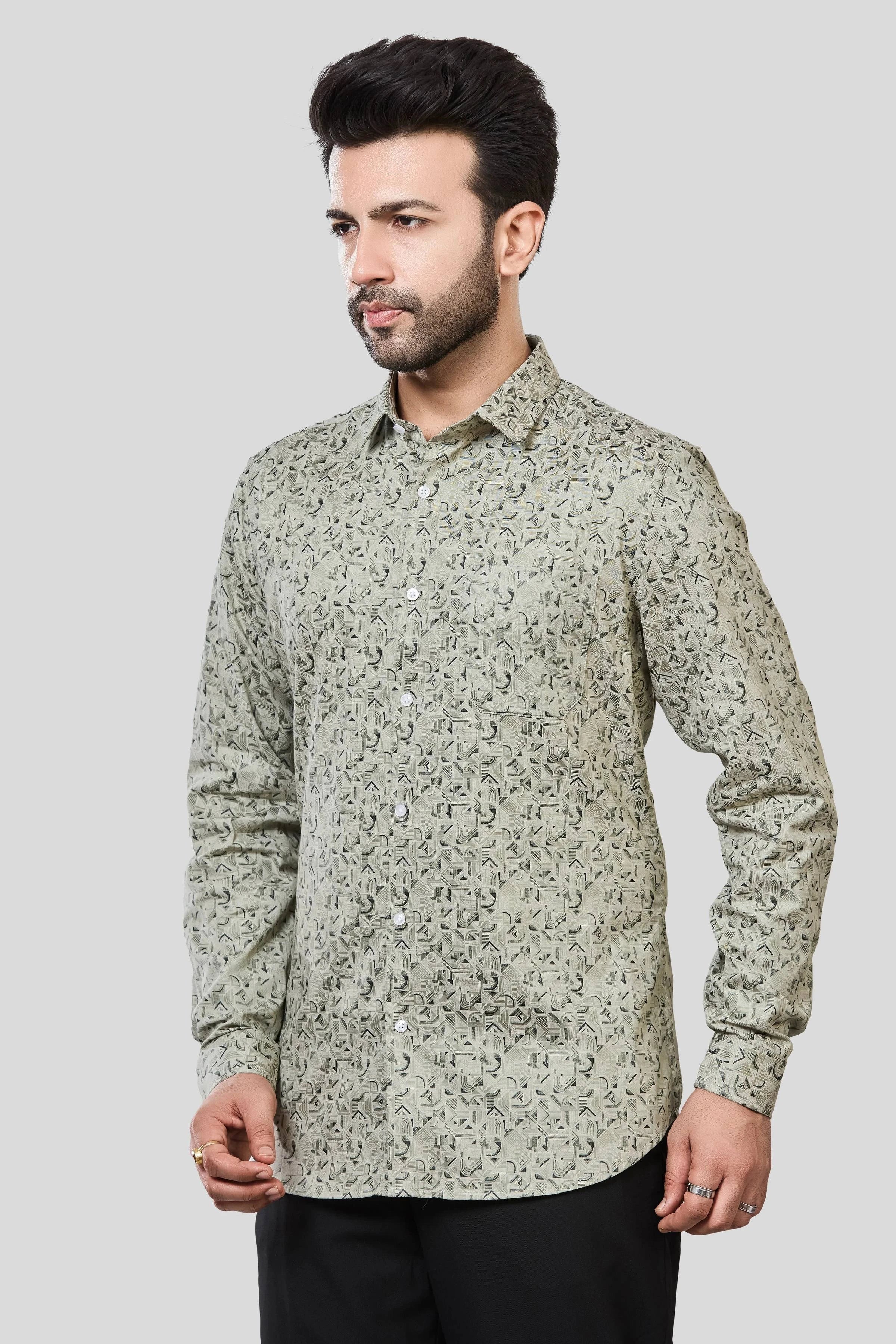 Jonesburg Men's Printed Slim Fit Formal Shirt