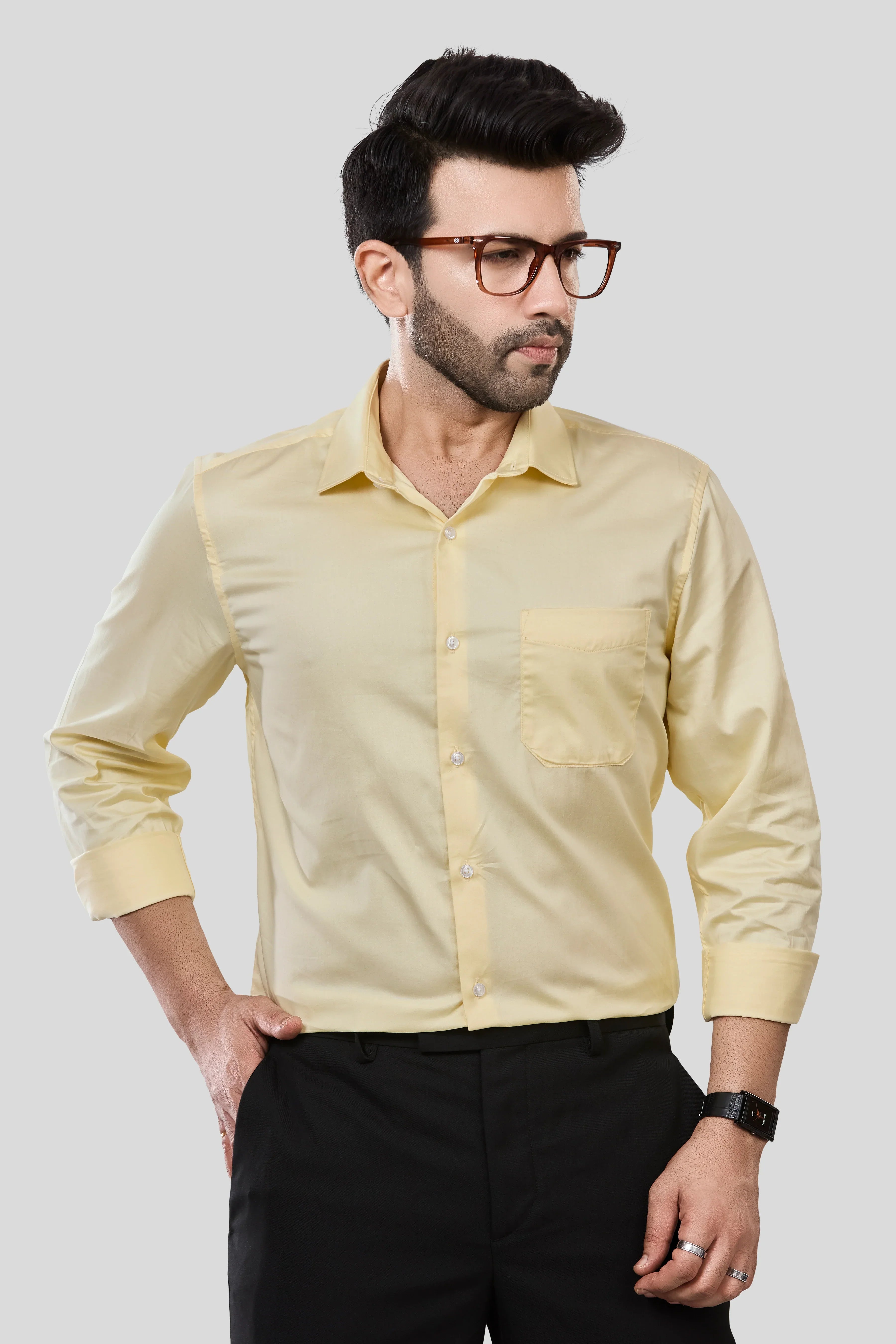 Jonesburg Men's Solid Slim Fit Formal Shirt