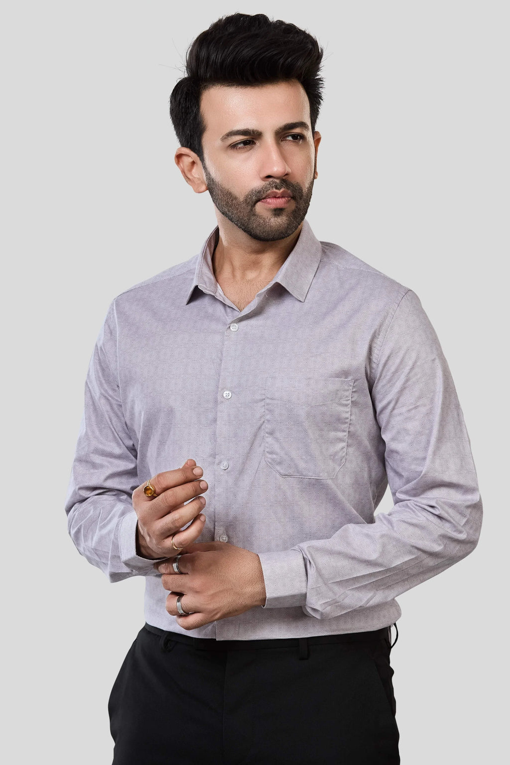 Jonesburg Men's Printed Slim Fit Formal Shirt