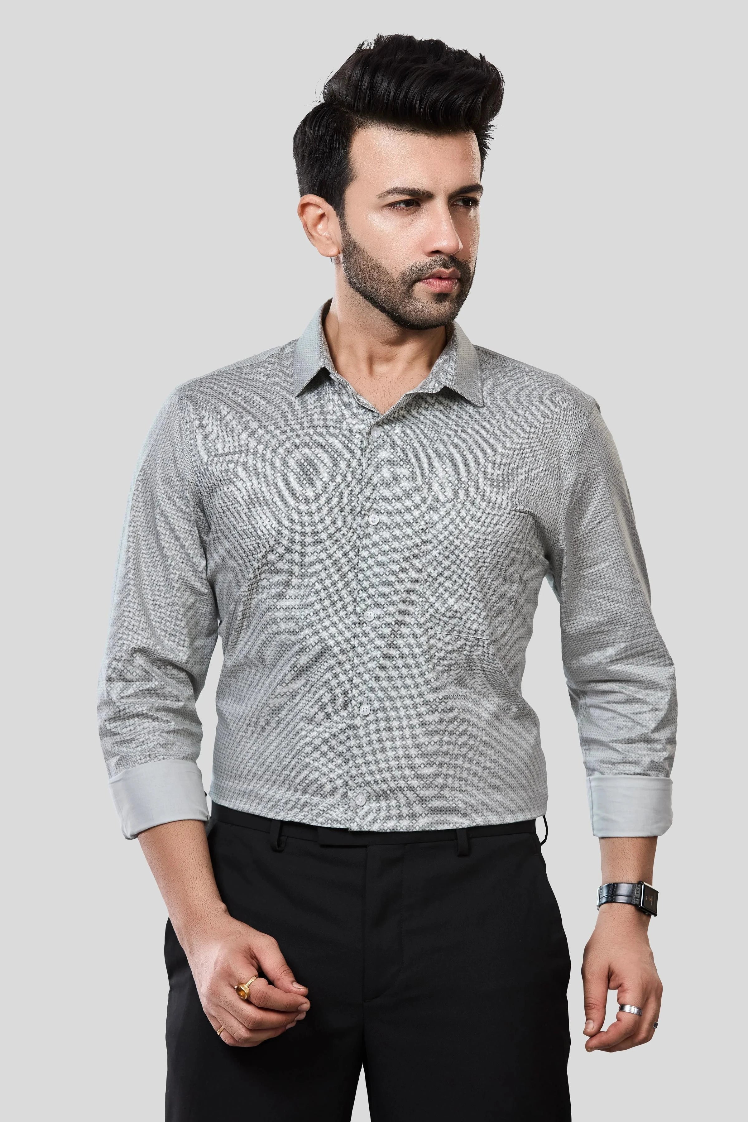 Jonesburg Men's Printed Slim Fit Formal Shirt