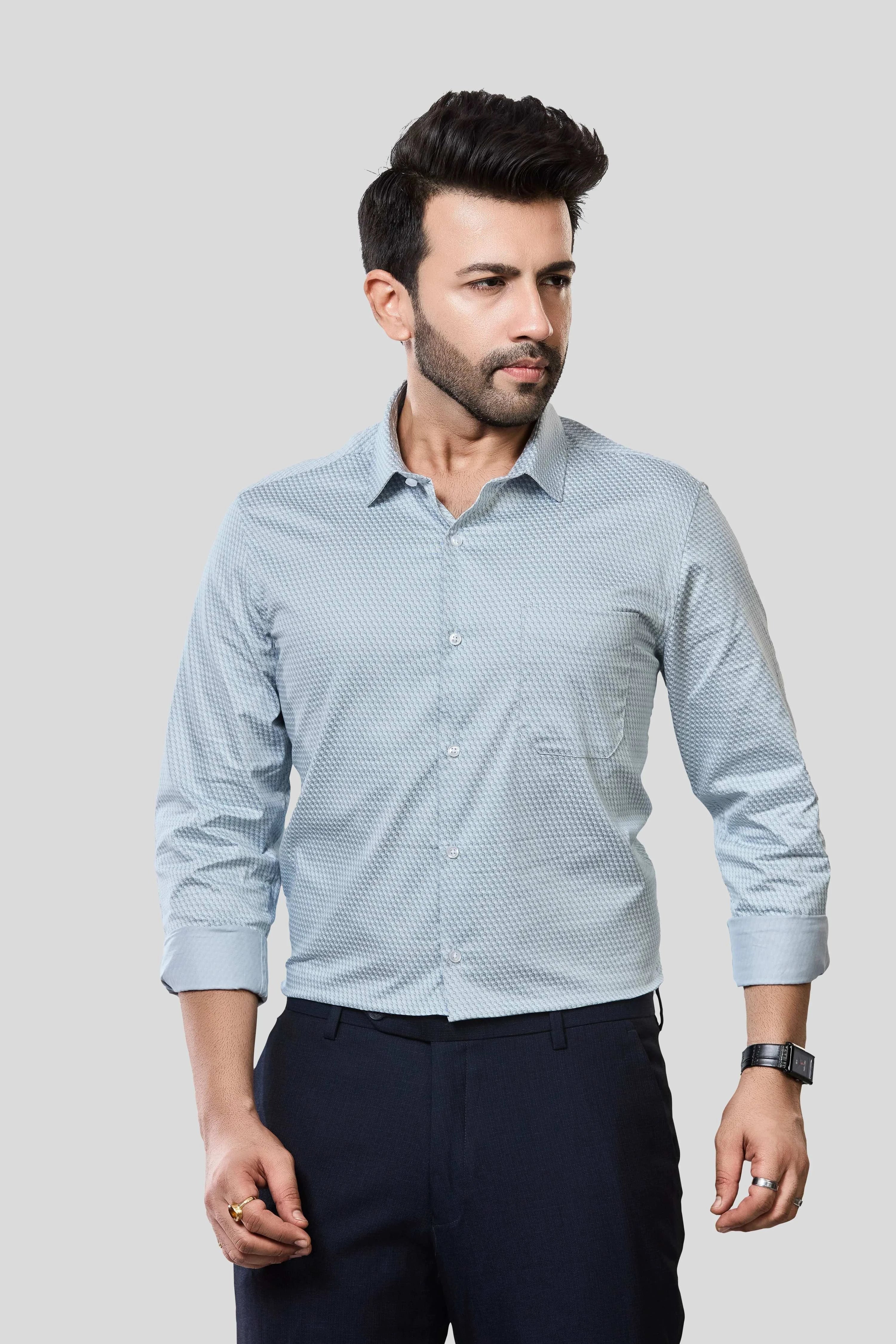 Jonesburg Men's Printed Slim Fit Formal Shirt