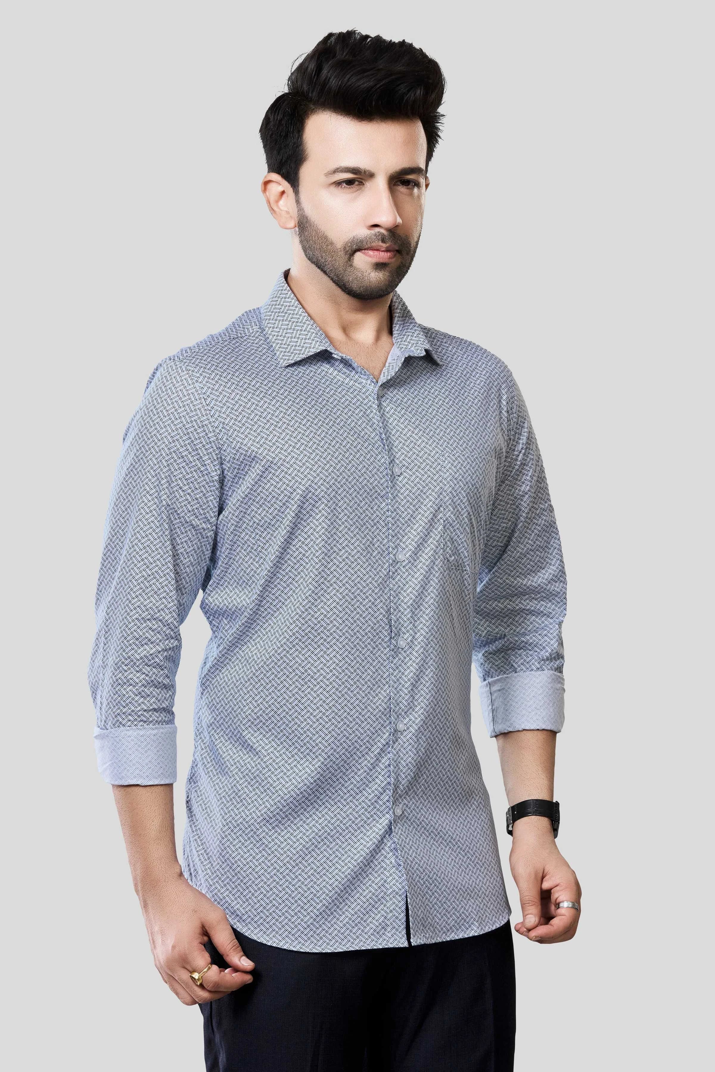 Jonesburg Men's Printed Slim Fit Formal Shirt