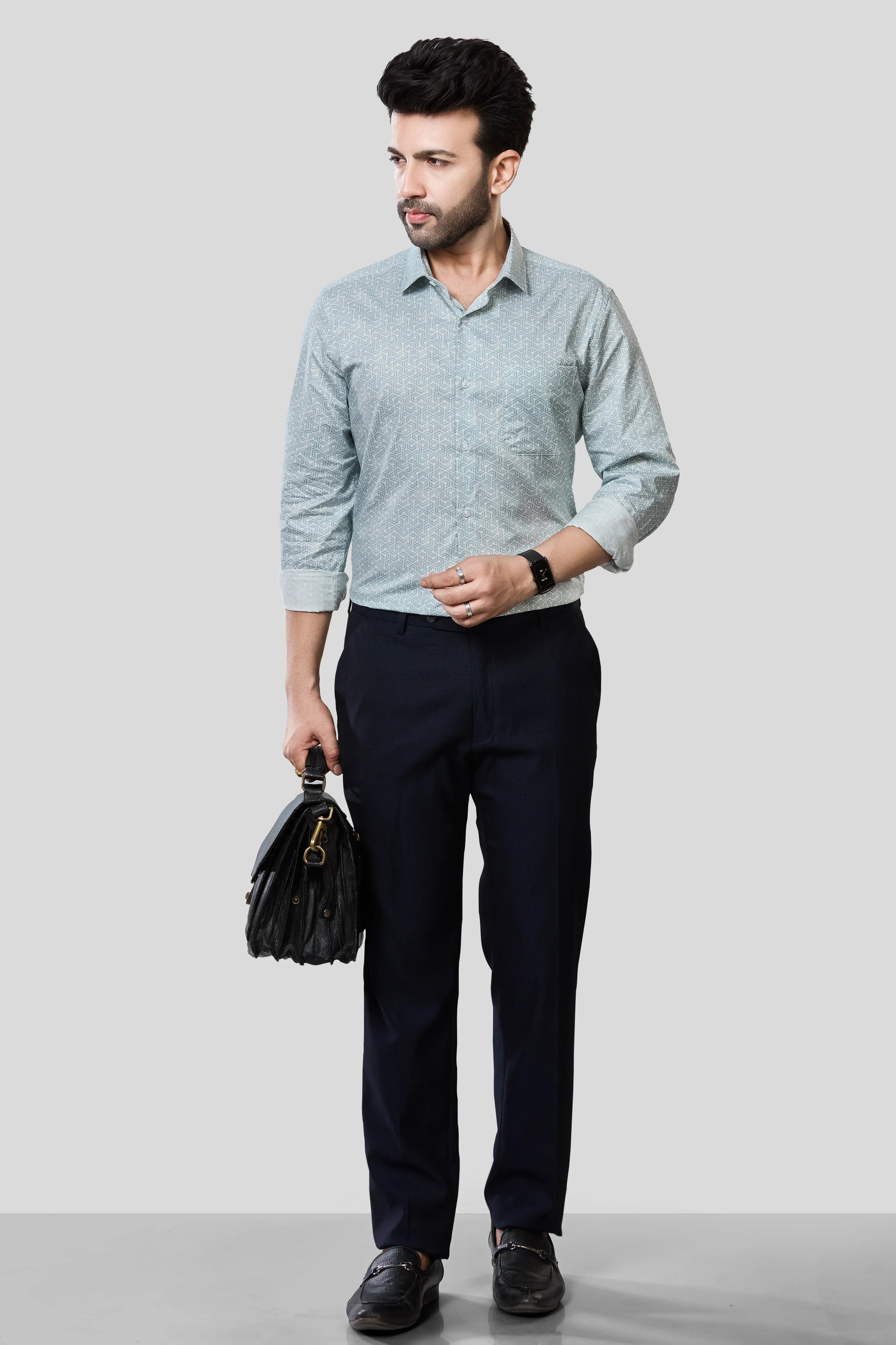 Jonesburg Men's Printed Slim Fit Formal Shirt