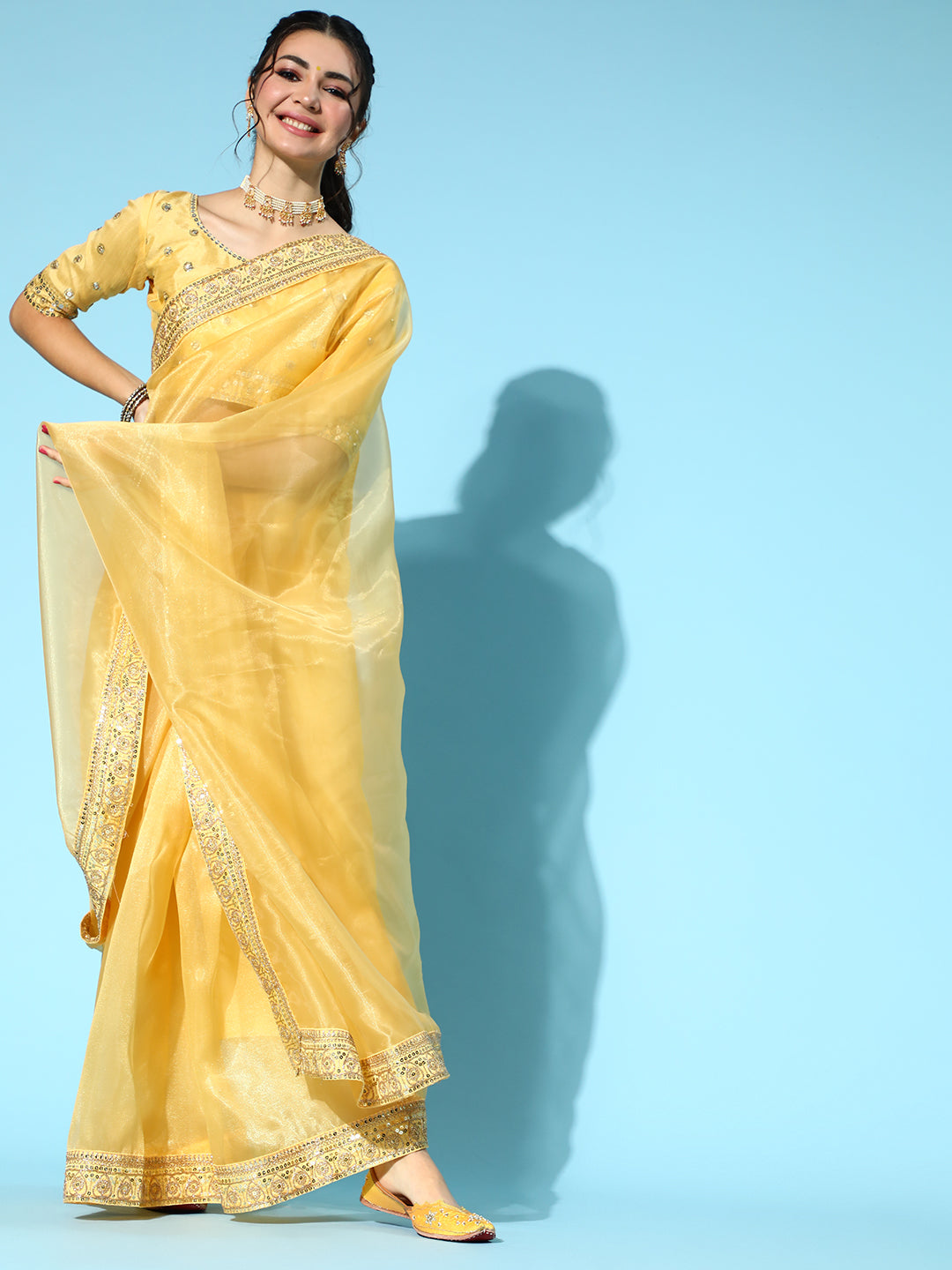 Saree Mall Solid Saree with Woven Design Border
