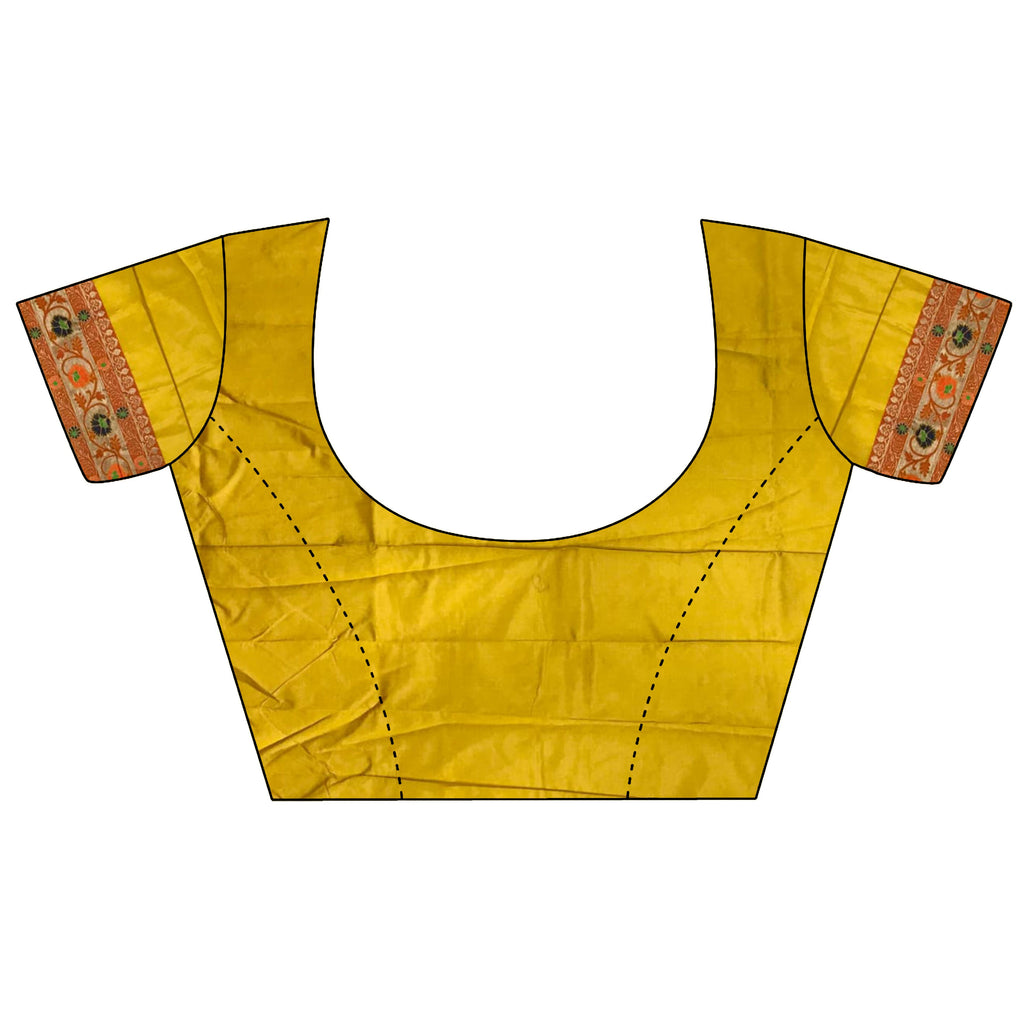 Joban Fashion Golden Yellow Banarasi Soft Silk Woven Saree