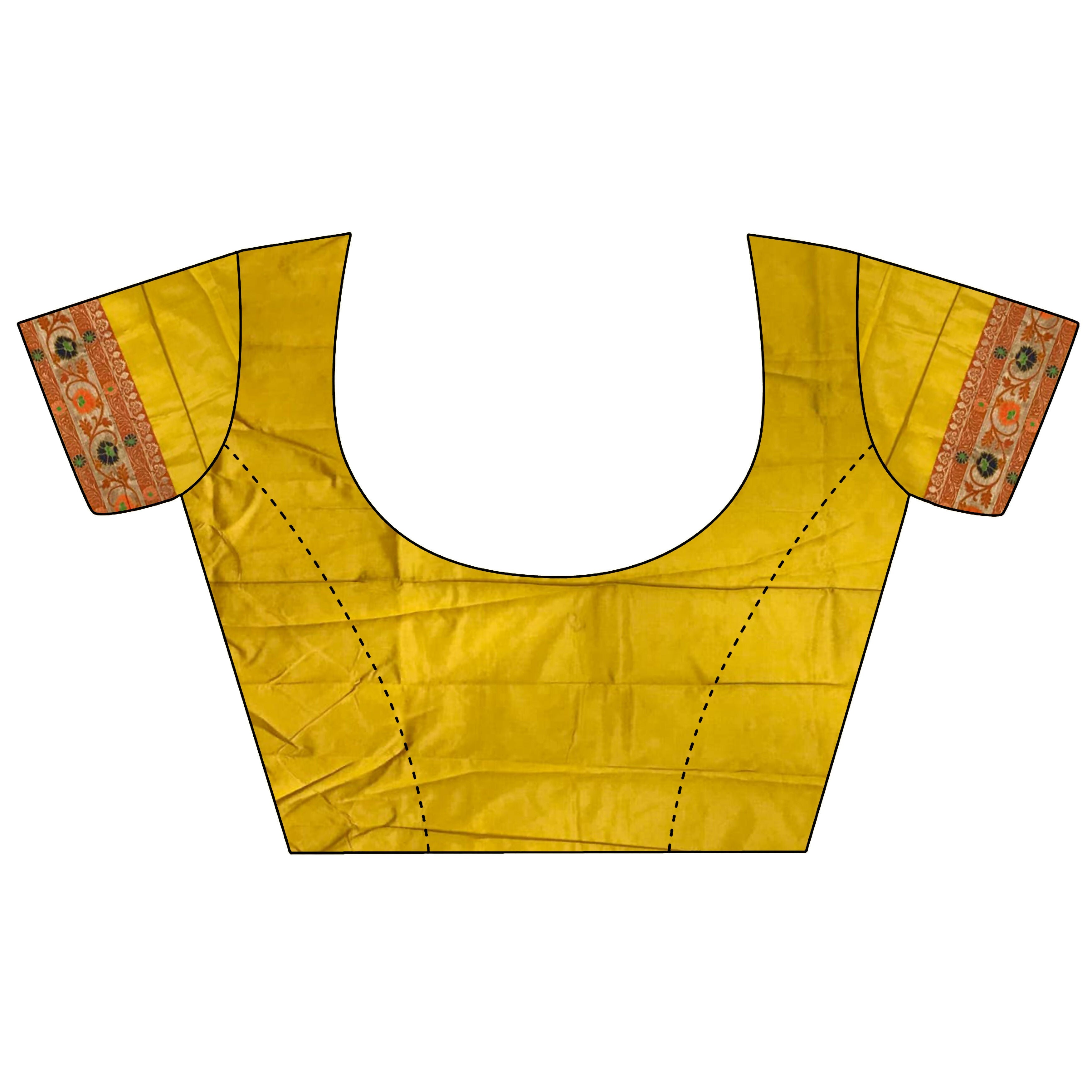 Joban Fashion Golden Yellow Banarasi Soft Silk Woven Saree
