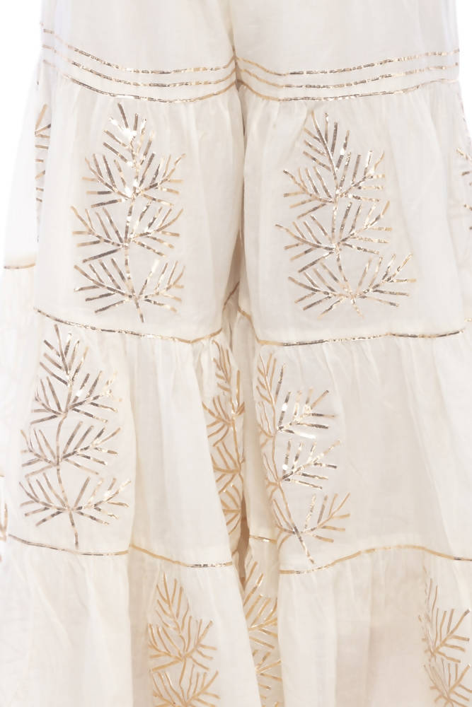 Mominos Fashion Cotton Off White Gotta Work Sharara For Girls