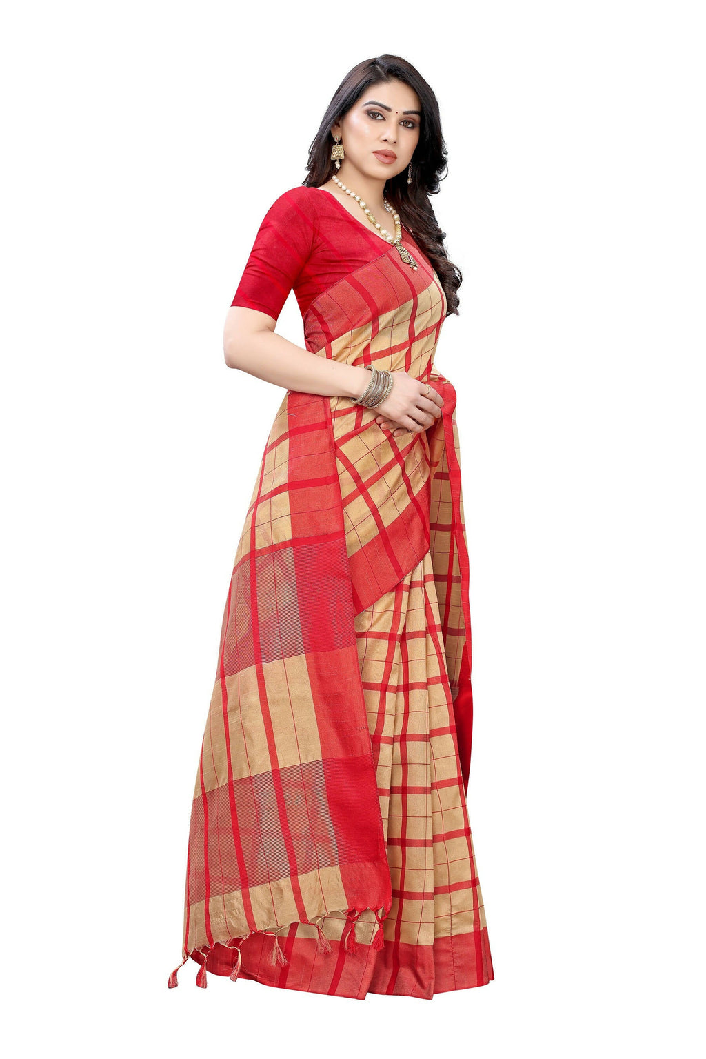 Vamika Cream Cotton Silk Weaving Saree (SATURN CHICKU)
