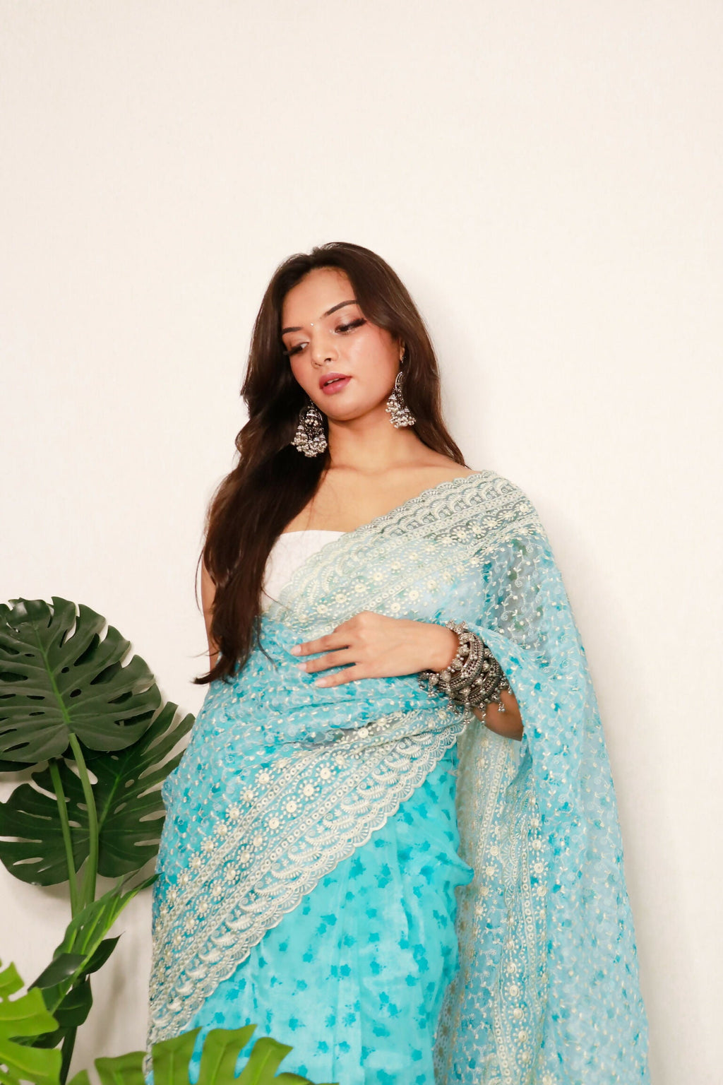 Vamsee Divya Sky Organza Saree