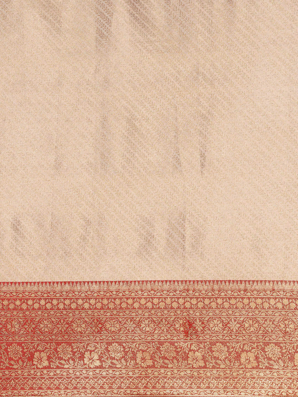 Saree Mall Off White & Red Woven Design Zari Silk Blend Banarasi Saree