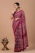 Exclusive Collection Red Multi Beautiful Mulmul Cotton Saree