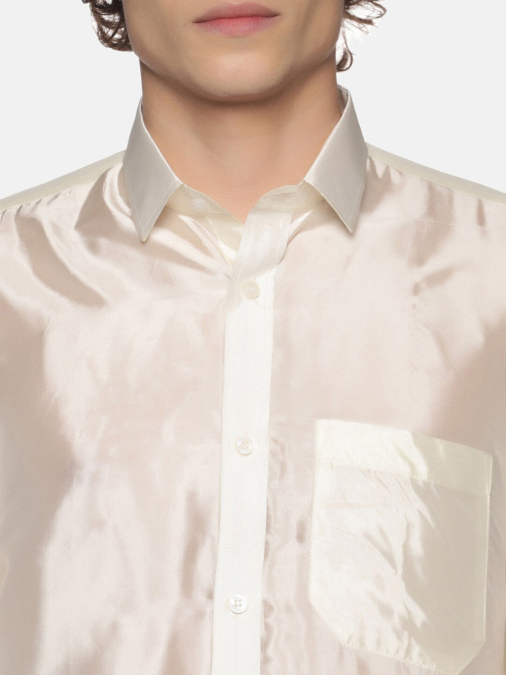 Sethukrishna Men Cream-Colored & Golden Solid Veshti