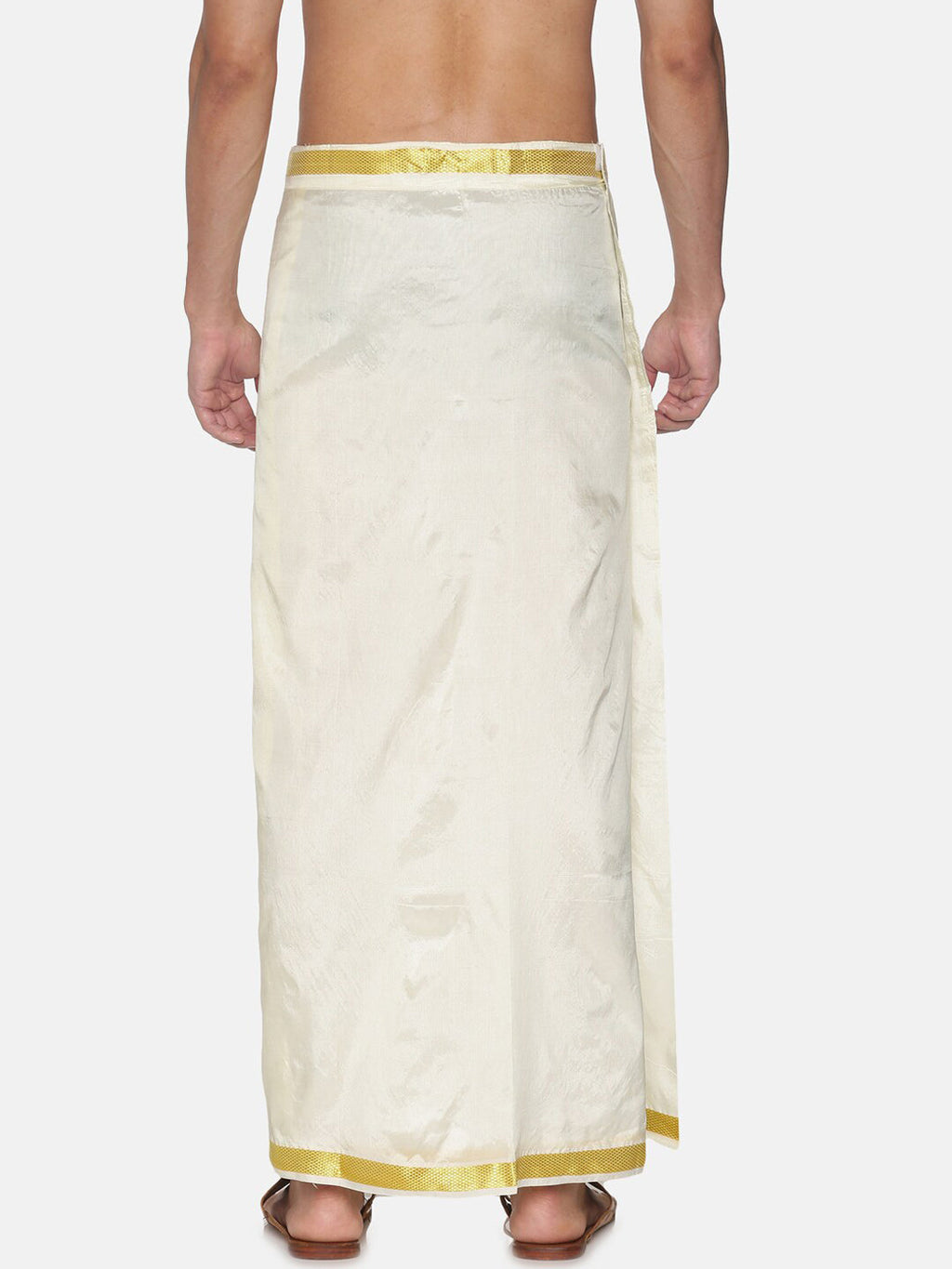 Sethukrishna Men Cream-Coloured Solid Readymade Dhoti