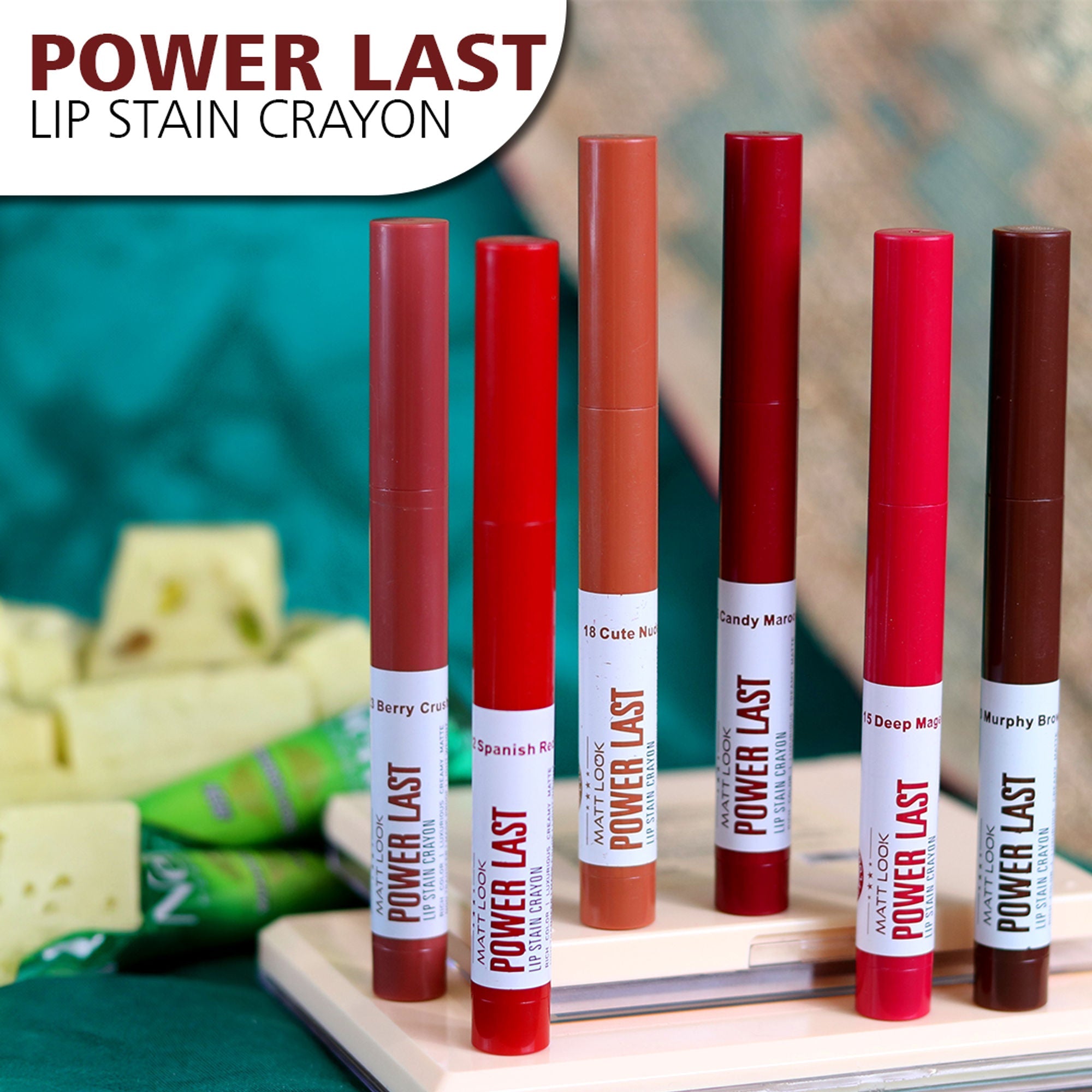 Matt Look Power Last Lip Stain Crayon Lipstick - Cherry Red