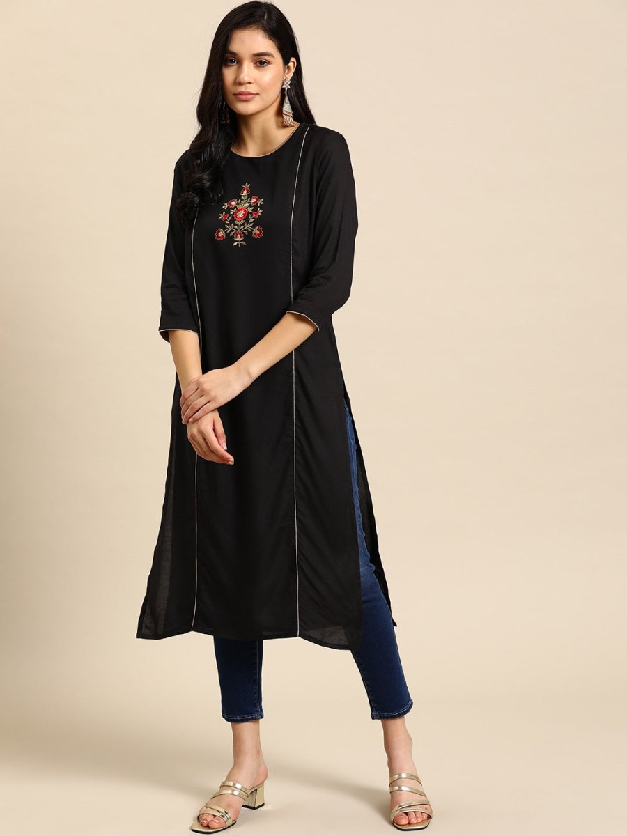 All About You Women Floral Embroidered Kurta