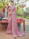 Saree Mall Floral Printed Pure Chiffon Block Print Saree