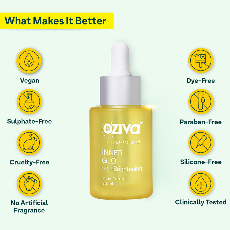 OZiva Plant Based Inner Glo Skin Brightening Face Serum