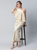 Ahalyaa Women Off White Crepe Floral Printed Top with Palazzos