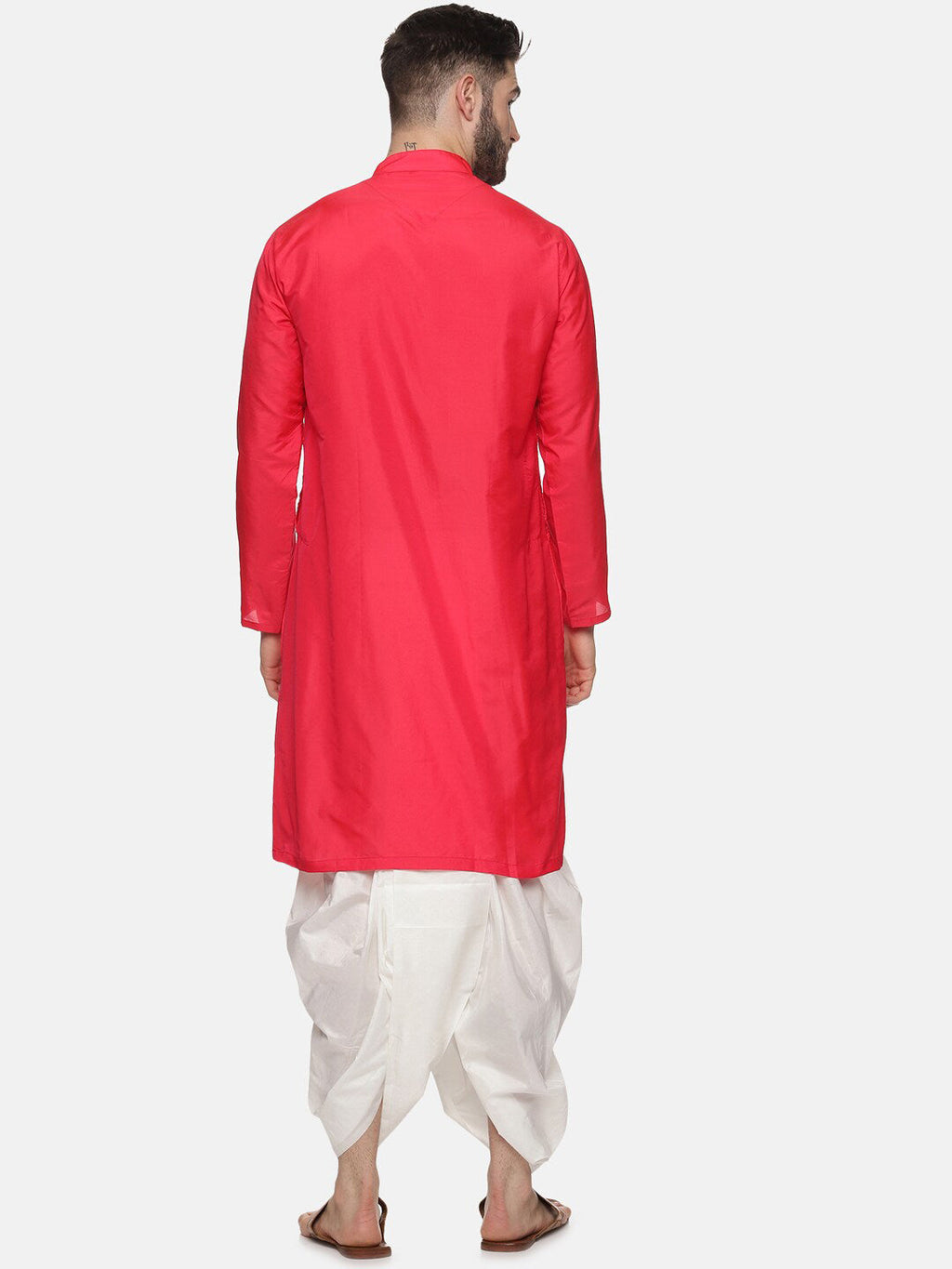 Sethukrishna Mens Rose Angrakha Kurta with Dhoti Pants
